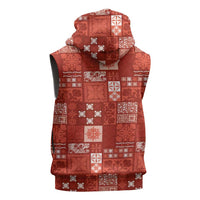 Vintage Hawaiian Quilting Patterns Sleeveless Zip Hoodie Red Style Tribal Fabric Patchwork - Polynesian Pride