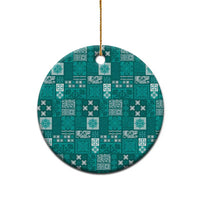 Vintage Hawaiian Quilting Patterns Ceramic Ornament Turquoise Style Tribal Fabric Patchwork - Polynesian Pride