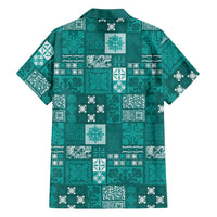 Vintage Hawaiian Quilting Patterns Family Matching Short Sleeve Bodycon Dress and Hawaiian Shirt Turquoise Style Tribal Fabric Patchwork - Polynesian Pride