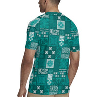 Vintage Hawaiian Quilting Patterns Rugby Jersey Turquoise Style Tribal Fabric Patchwork - Polynesian Pride