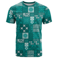 Vintage Hawaiian Quilting Patterns T Shirt Turquoise Style Tribal Fabric Patchwork LT9 Turquoise - Polynesian Pride