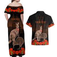 Kangaroo and Kiwi Bird ANZAC Day Custom Couples Matching Off Shoulder Maxi Dress and Hawaiian Shirt Soldier Style LT9 - Polynesian Pride