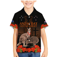 Kangaroo and Kiwi Bird ANZAC Day Custom Family Matching Mermaid Dress and Hawaiian Shirt Soldier Style LT9 Son's Shirt Black - Polynesian Pride