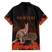 Kangaroo and Kiwi Bird ANZAC Day Custom Family Matching Short Sleeve Bodycon Dress and Hawaiian Shirt Soldier Style LT9 - Polynesian Pride