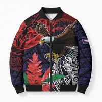 American Samoa Bald Eagle Personalized Bomber Puffer Jacket Samoa Muamua Le Atua - Polynesian Pride