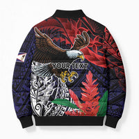 American Samoa Bald Eagle Personalized Bomber Puffer Jacket Samoa Muamua Le Atua - Polynesian Pride