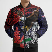 American Samoa Bald Eagle Personalized Bomber Puffer Jacket Samoa Muamua Le Atua - Polynesian Pride