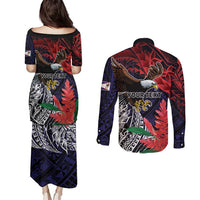 American Samoa Bald Eagle Personalized Couples Matching Puletasi and Long Sleeve Button Shirt Samoa Muamua Le Atua
