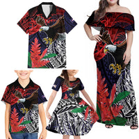 American Samoa Bald Eagle Personalized Family Matching Off Shoulder Maxi Dress and Hawaiian Shirt Samoa Muamua Le Atua