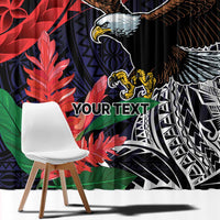 American Samoa Bald Eagle Personalized Window Curtain Samoa Muamua Le Atua LT9 - Polynesian Pride