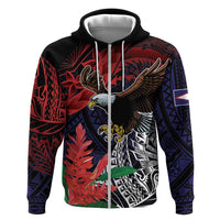 American Samoa Bald Eagle Personalized Zip Hoodie Samoa Muamua Le Atua