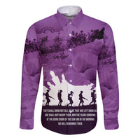 Anzac Day Gallipoli Personalised Family Matching Mermaid Dress and Hawaiian Shirt Purple Poppy Flowers LT9 Dad's Shirt - Long Sleeve Purple - Polynesian Pride