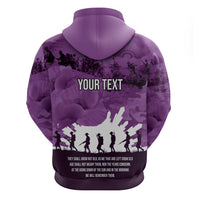 Anzac Day Gallipoli Personalised Hoodie Purple Poppy Flowers