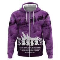 Anzac Day Gallipoli Personalised Zip Hoodie Purple Poppy Flowers
