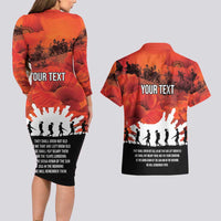 Anzac Day Gallipoli Personalised Couples Matching Long Sleeve Bodycon Dress and Hawaiian Shirt Red Poppy Flowers