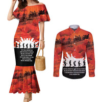 Anzac Day Gallipoli Personalised Couples Matching Mermaid Dress and Long Sleeve Button Shirt Red Poppy Flowers