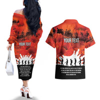 Anzac Day Gallipoli Personalised Couples Matching Off The Shoulder Long Sleeve Dress and Hawaiian Shirt Red Poppy Flowers