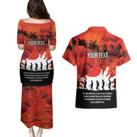 Anzac Day Gallipoli Personalised Couples Matching Puletasi and Hawaiian Shirt Red Poppy Flowers