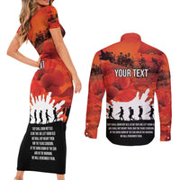 Anzac Day Gallipoli Personalised Couples Matching Short Sleeve Bodycon Dress and Long Sleeve Button Shirt Red Poppy Flowers