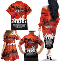 Anzac Day Gallipoli Personalised Family Matching Off The Shoulder Long Sleeve Dress and Hawaiian Shirt Red Poppy Flowers