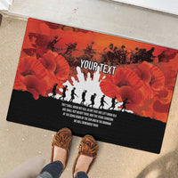 Anzac Day Gallipoli Personalised Rubber Doormat Red Poppy Flowers