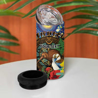 Kiwi-Kookaburra Bird ANZAC Personalised 4 in 1 Can Cooler Tumbler Aussie Golden Wattle Poppy Folowers