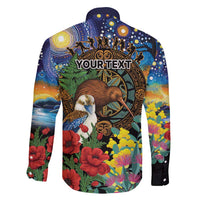 Kiwi-Kookaburra Bird ANZAC Personalised Family Matching Puletasi and Hawaiian Shirt Aussie Golden Wattle Poppy Flowers