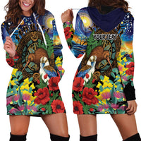 Kiwi-Kookaburra Bird ANZAC Personalised Hoodie Dress Aussie Golden Wattle Poppy Flowers
