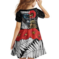 Kiwi-Tui Bird Soldier ANZAC Day Personalised Family Matching Off The Shoulder Long Sleeve Dress and Hawaiian Shirt Maori Silver Fern Motif LT9 - Polynesian Pride