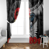 Kiwi-Tui Bird Soldier ANZAC Day Personalised Window Curtain Maori Silver Fern Motif