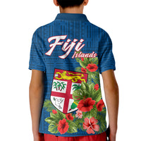Polynesian Pride Fiji Kid Polo Shirt Tropical Flowers and Tapa Pattern LT9 - Polynesian Pride