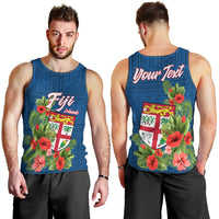 Personalised Fiji Men Tank Top Tropical Flowers and Tapa Pattern LT9 - Polynesian Pride