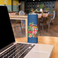 Personalised Fiji Island Tropical Flowers and Tapa Pattern Skinny Tumbler