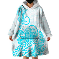 Polynesian Wearable Blanket Hoodie Tribal Tattoo Aqua Screen Color LT9 - Polynesian Pride