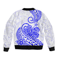Polynesian Bomber Jacket Tribal Tattoo Blue Screen Color LT9 - Polynesian Pride