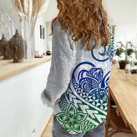 Polynesian Women Casual Shirt Tribal Tattoo Gradient 03 Screen Color LT9 - Polynesian Pride