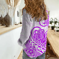 Polynesian Women Casual Shirt Tribal Tattoo Purple Screen Color LT9 - Polynesian Pride