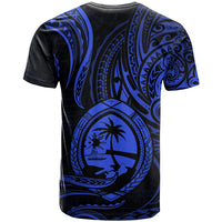 Polynesian Pride Guam T Shirt With Polynesian Tribal Tattoo and Coat of Arms Blue Version LT9 - Polynesian Pride