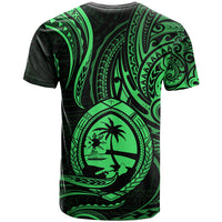 Polynesian Pride Guam T Shirt With Polynesian Tribal Tattoo and Coat of Arms Green Version LT9 - Polynesian Pride