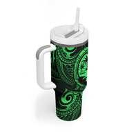 Polynesian Guam Coat of Arms Tumbler With Handle Polynesian Tribal Tattoo Green Version