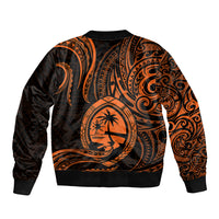 Polynesian Pride Guam Bomber Jacket With Polynesian Tribal Tattoo and Coat of Arms Orange Version LT9 - Polynesian Pride