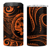 Polynesian Guam Coat of Arms 4 in 1 Can Cooler Tumbler Polynesian Tribal Tattoo Orange Version