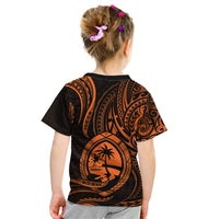 Polynesian Pride Guam Kid T Shirt With Polynesian Tribal Tattoo and Coat of Arms Orange Version LT9 - Polynesian Pride