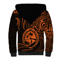 Polynesian Pride Guam Sherpa Hoodie With Polynesian Tribal Tattoo and Coat of Arms Orange Version LT9 - Polynesian Pride