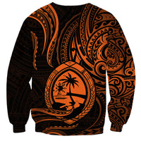 Polynesian Pride Guam Sweatshirt With Polynesian Tribal Tattoo and Coat of Arms Orange Version LT9 - Polynesian Pride