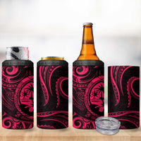 Polynesian Guam Coat of Arms 4 in 1 Can Cooler Tumbler Polynesian Tribal Tattoo Pink Version
