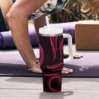 Polynesian Guam Coat of Arms Tumbler With Handle Polynesian Tribal Tattoo Pink Version