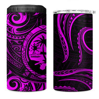Polynesian Guam Coat of Arms 4 in 1 Can Cooler Tumbler Polynesian Tribal Tattoo Purple Version