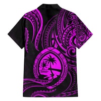 Polynesian Guam Coat of Arms Family Matching Puletasi and Hawaiian Shirt Polynesian Tribal Tattoo Purple Version