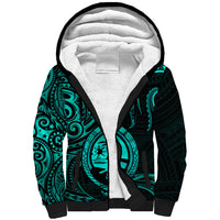 Polynesian Pride Guam Sherpa Hoodie With Polynesian Tribal Tattoo and Coat of Arms Turquoise Version LT9 Unisex turquoise - Polynesian Pride